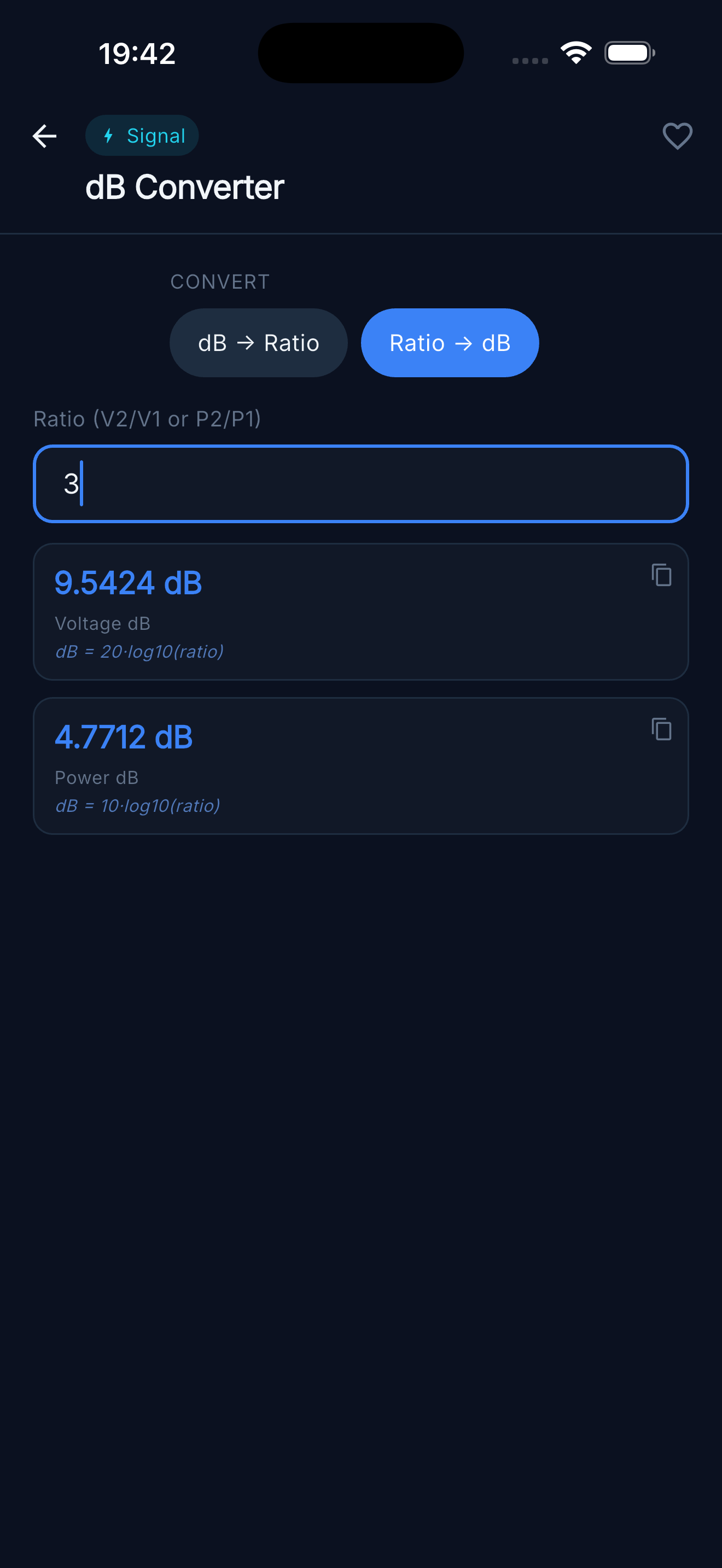 Decibel Converter — Ratio to decibels
