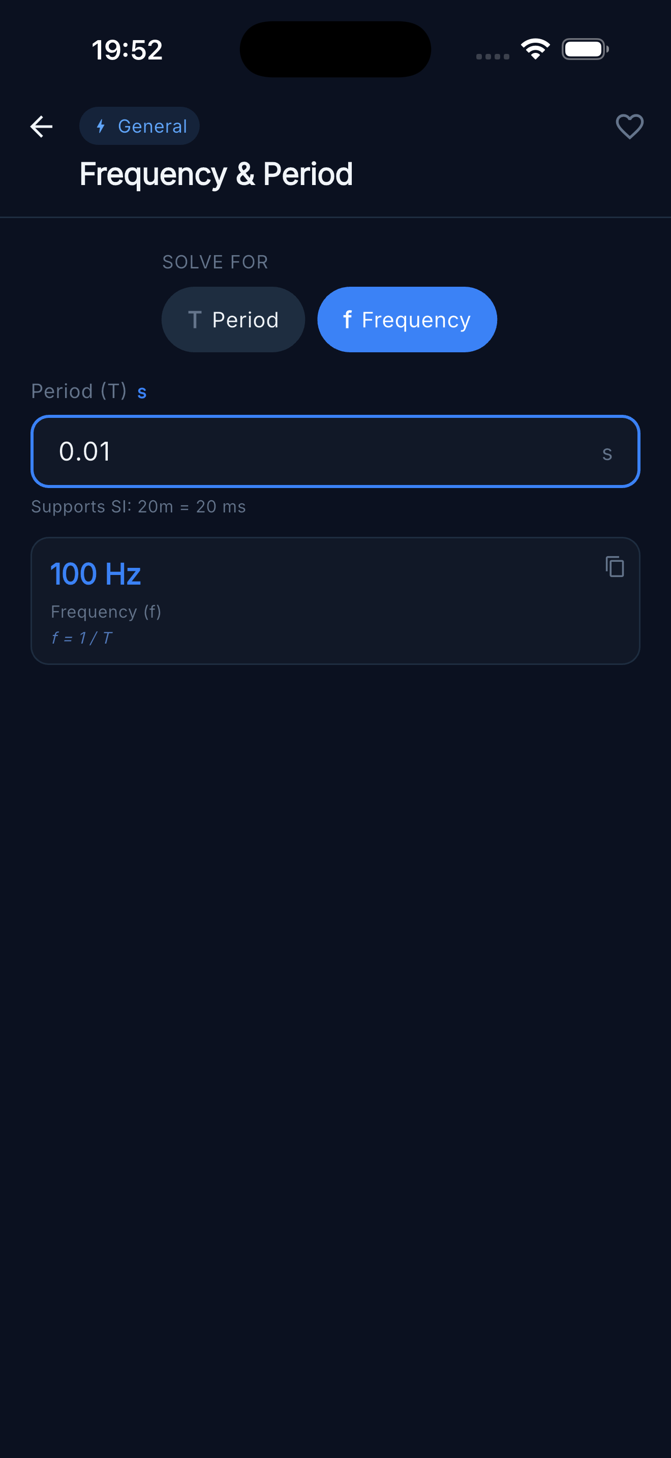 Frequency & Period — Solve for frequency