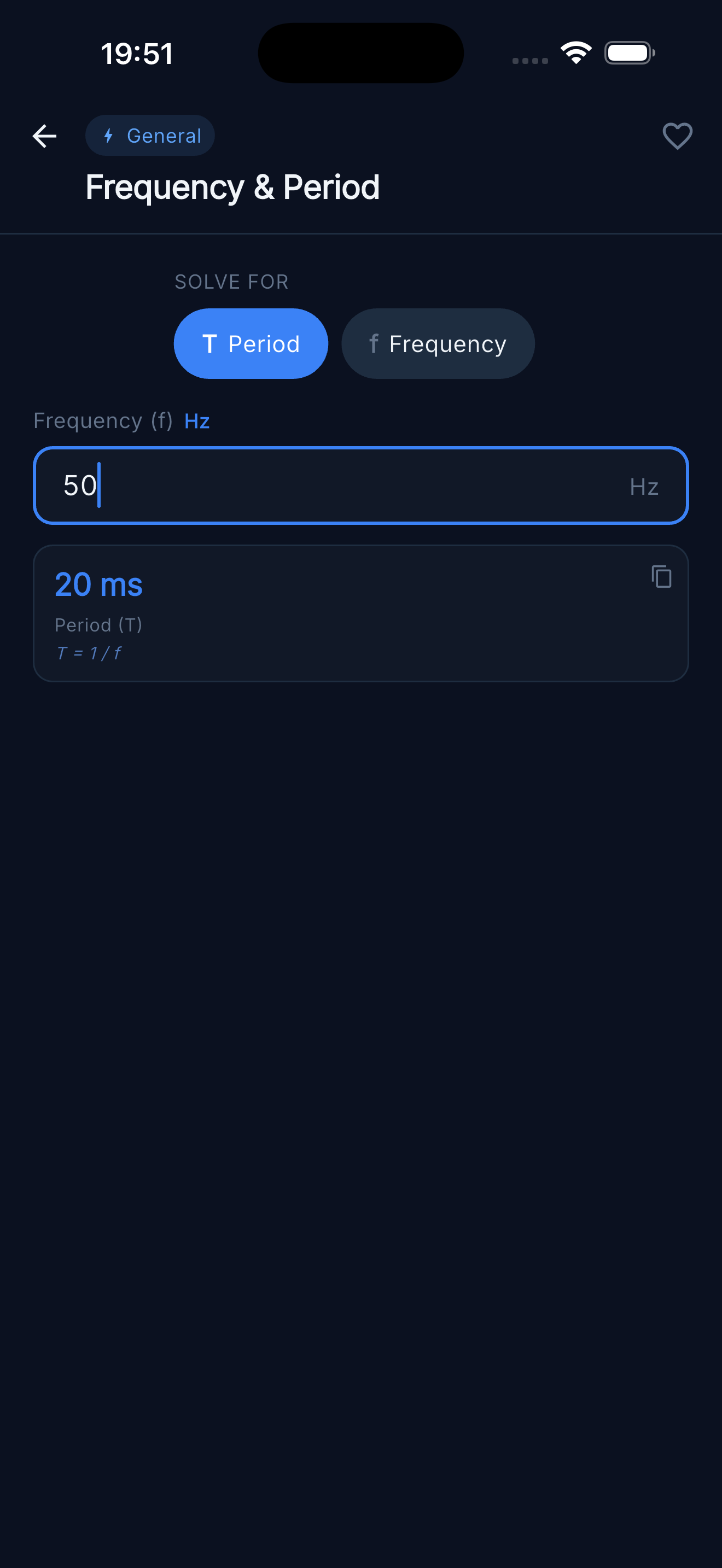 Frequency & Period — Solve for period