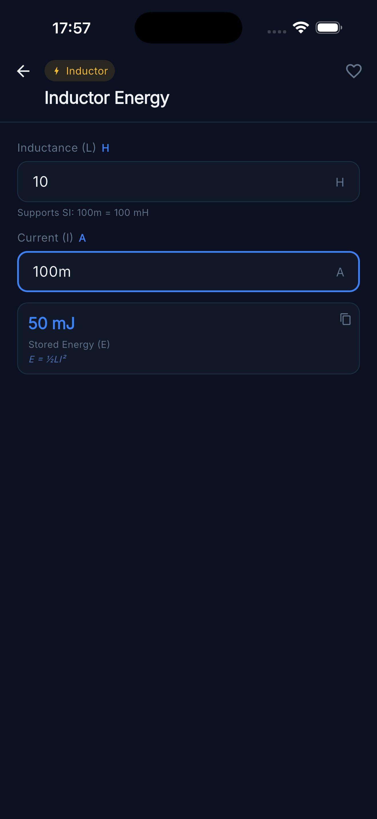 Inductor Energy Storage — Stored energy from L and I