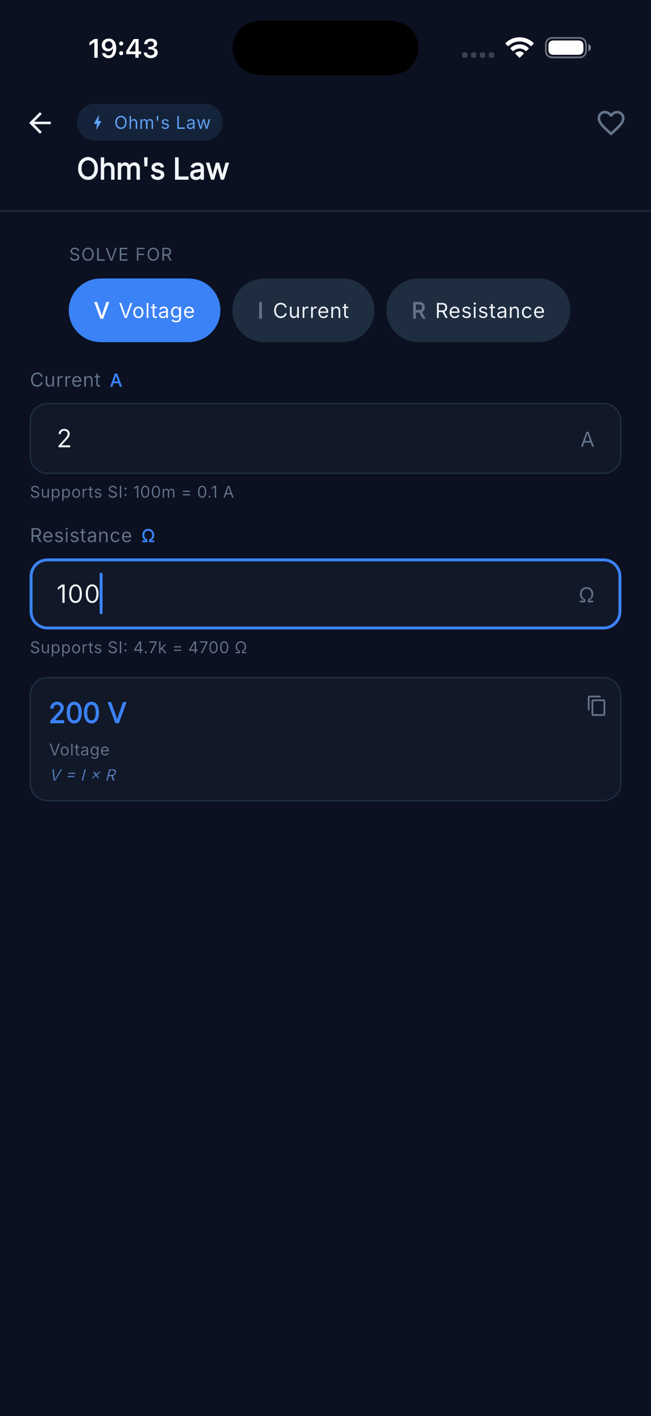 Ohm's Law — Solve for voltage