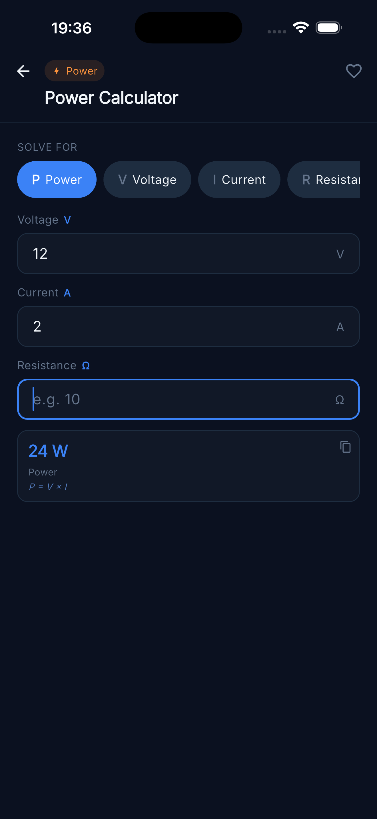 Power Calculator — Solve for power