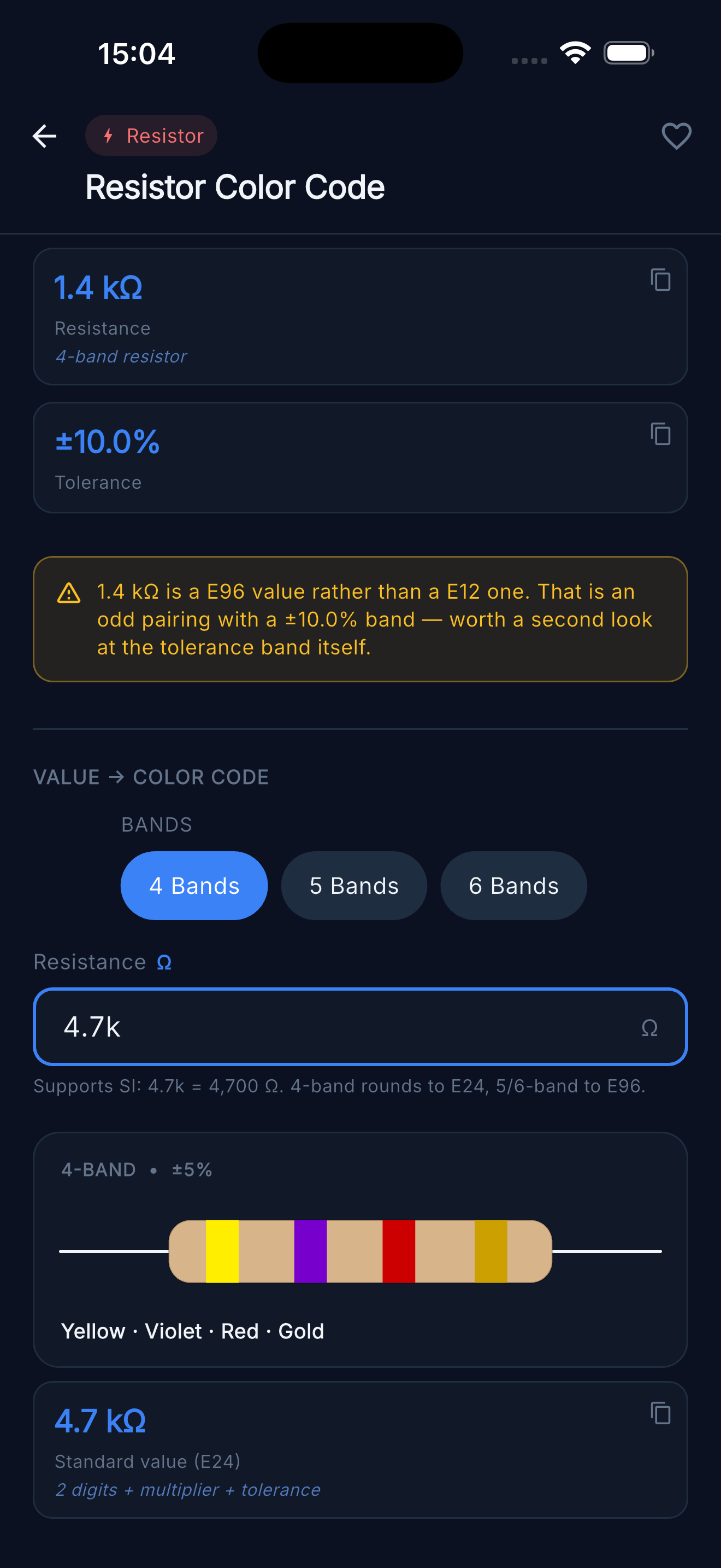 Resistor Color — Value to color